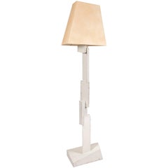 Cubist Floor Lamp in Whitened Burnt Pinewood by WH Studio