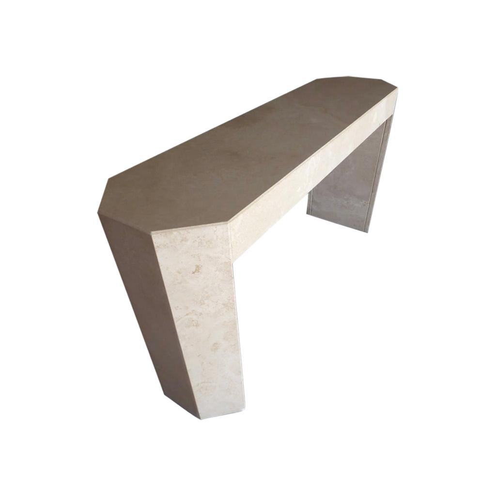Cubist Form Travertine Console by Kreiss For Sale