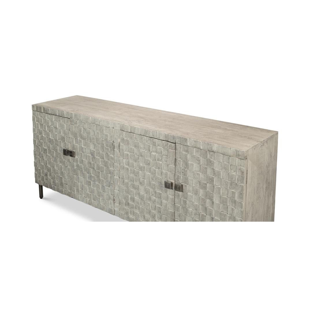 Asian Cubist Four Door Sideboard For Sale