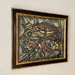 Pittura cubista francese, 1968 Composizione geometrica astratta con linee audaci