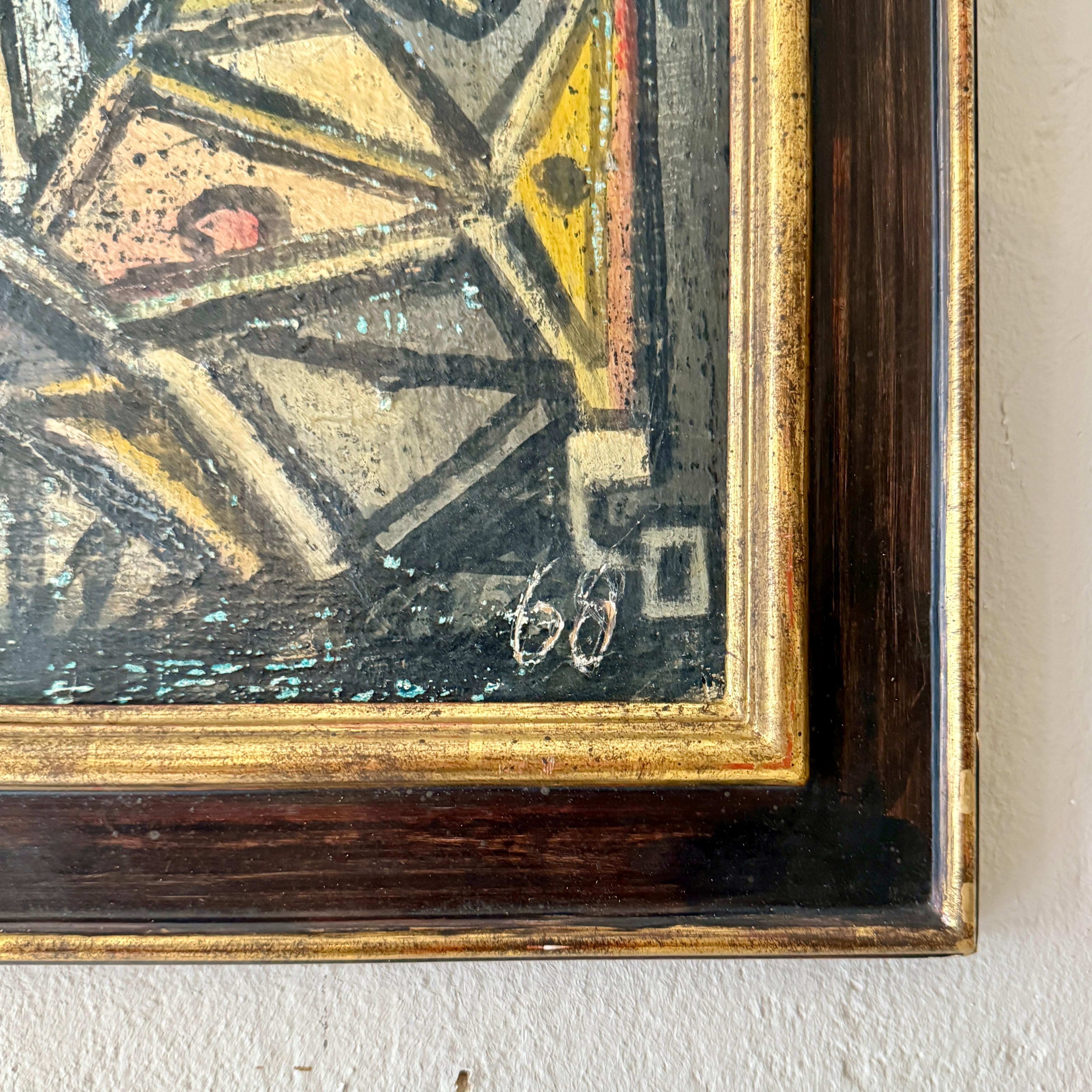 Cubist French Painting, 1968  Abstract Geometric Composition with Bold Lines In Good Condition For Sale In Berlin, DE
