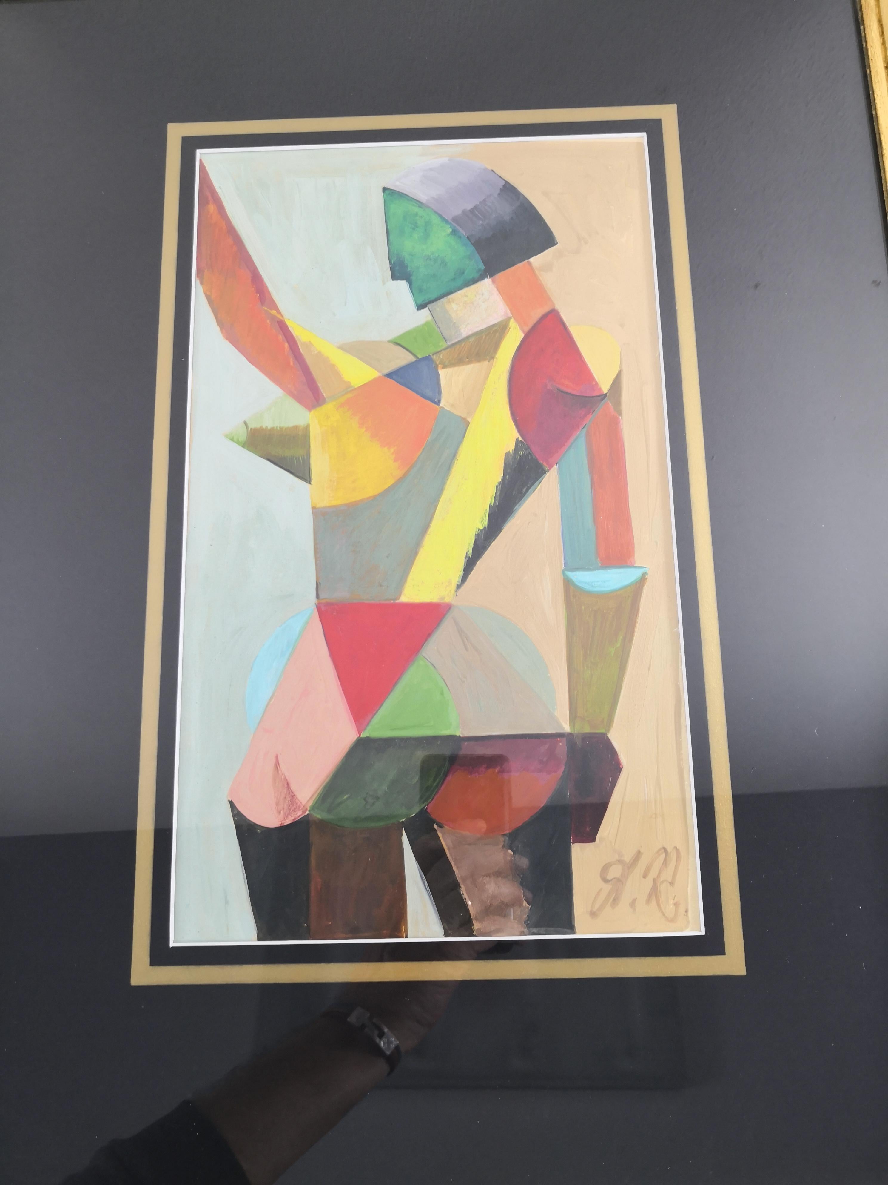 Cubist French Tempera on Paper  4