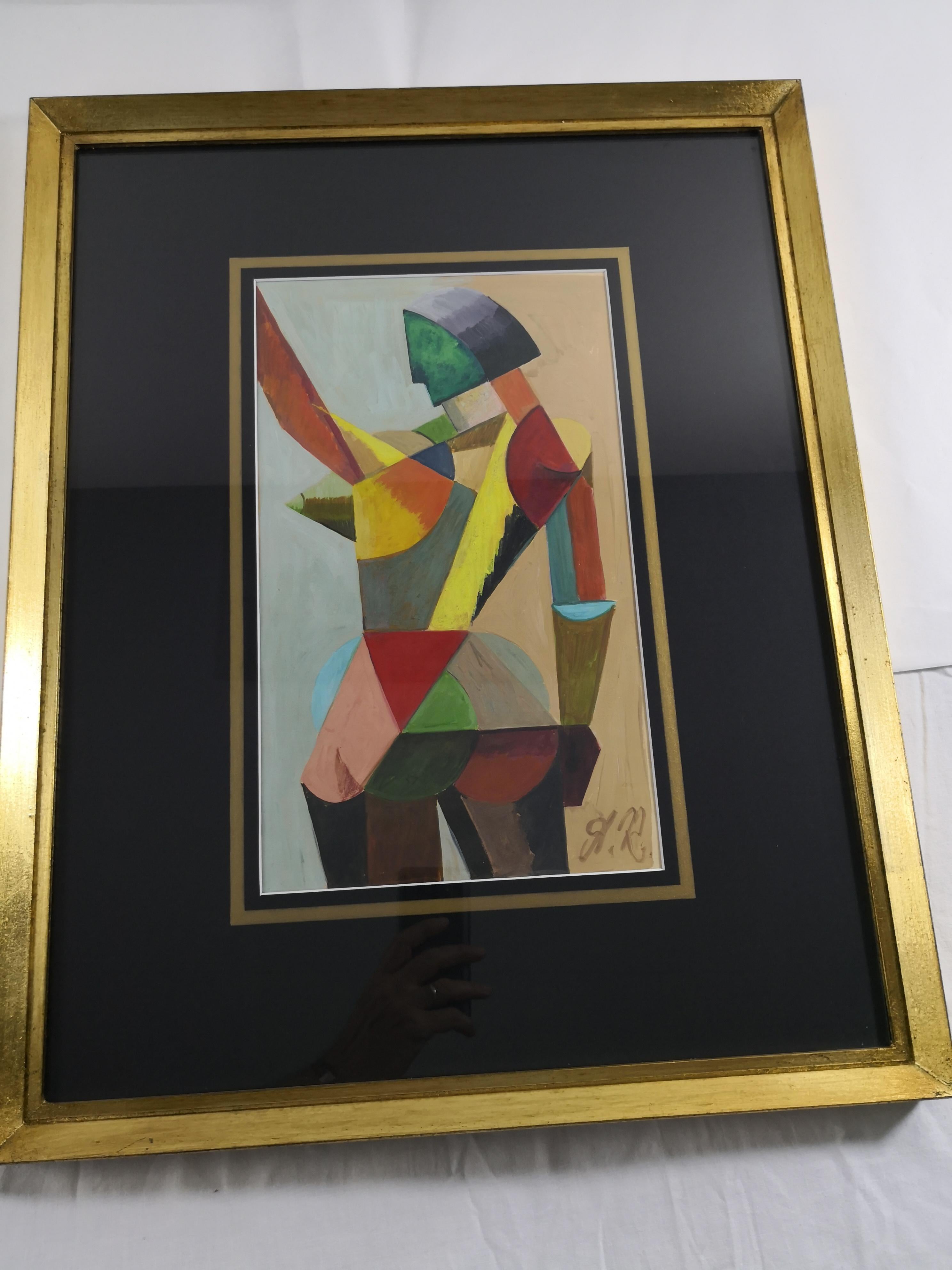 20th Century Cubist French Tempera on Paper 