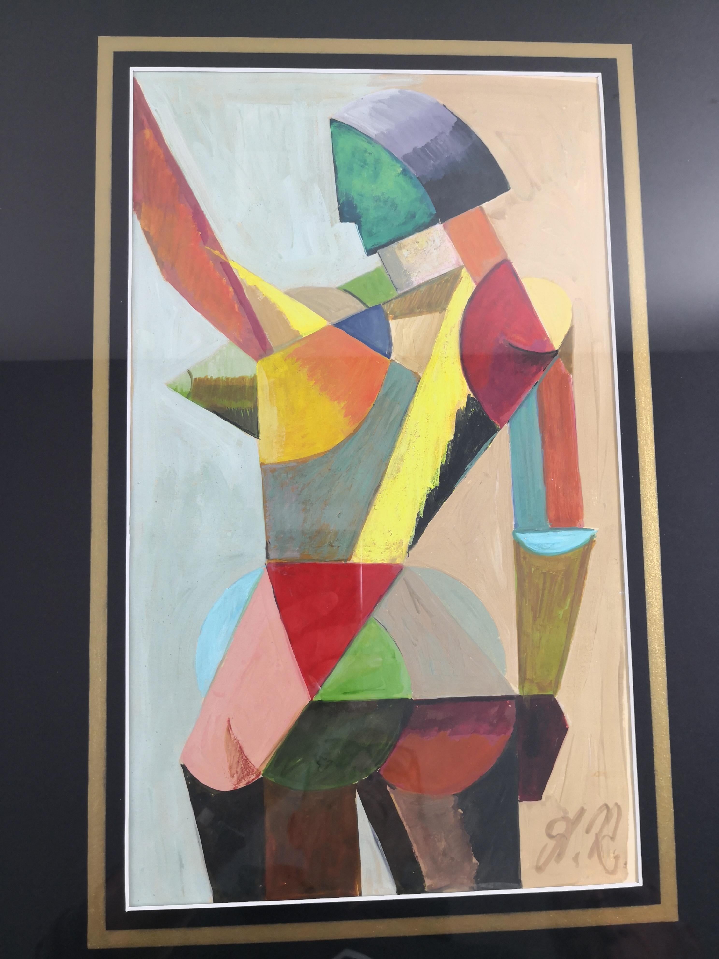 Cubist French Tempera on Paper  3