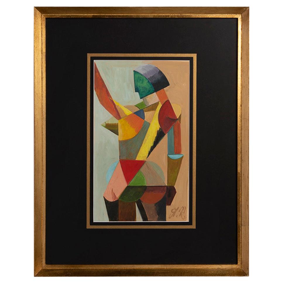 Cubist French Tempera on Paper 