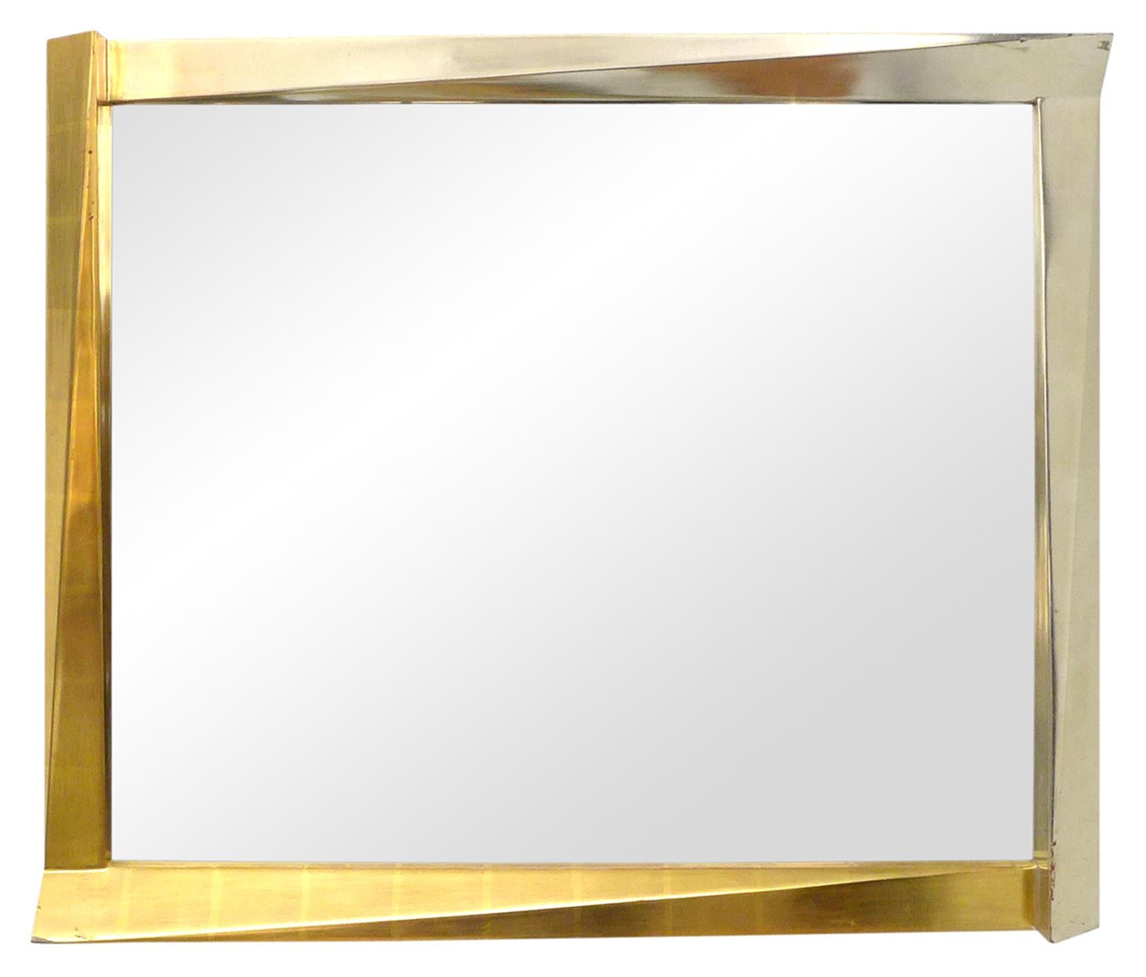 American Cubist Giltwood-Framed Mirror For Sale