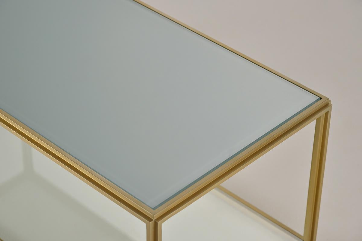 Thai Bespoke Glass and Brass Occasional rectangle Table, by P. Tendercool For Sale