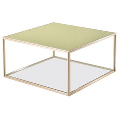 Cubist Glass and Brass Occasional Square Table, by P. Tendercool