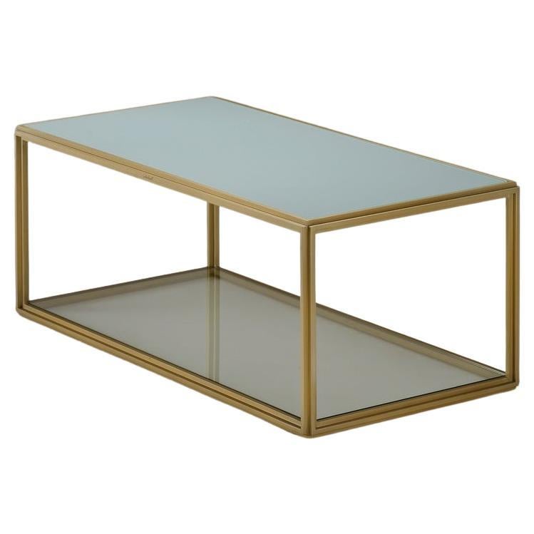 Bespoke Glass and Brass Occasional rectangle Table, by P. Tendercool For Sale