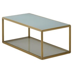 Table rectangle d'appoint en verre et laiton sur mesure, par P. Tendercool