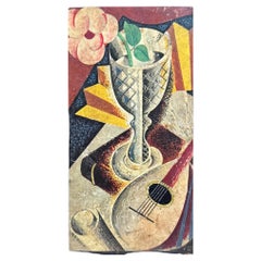 "Calice cubista, rosa e liuto", rara copertina di libro Art Déco di Reinoso per Printemps