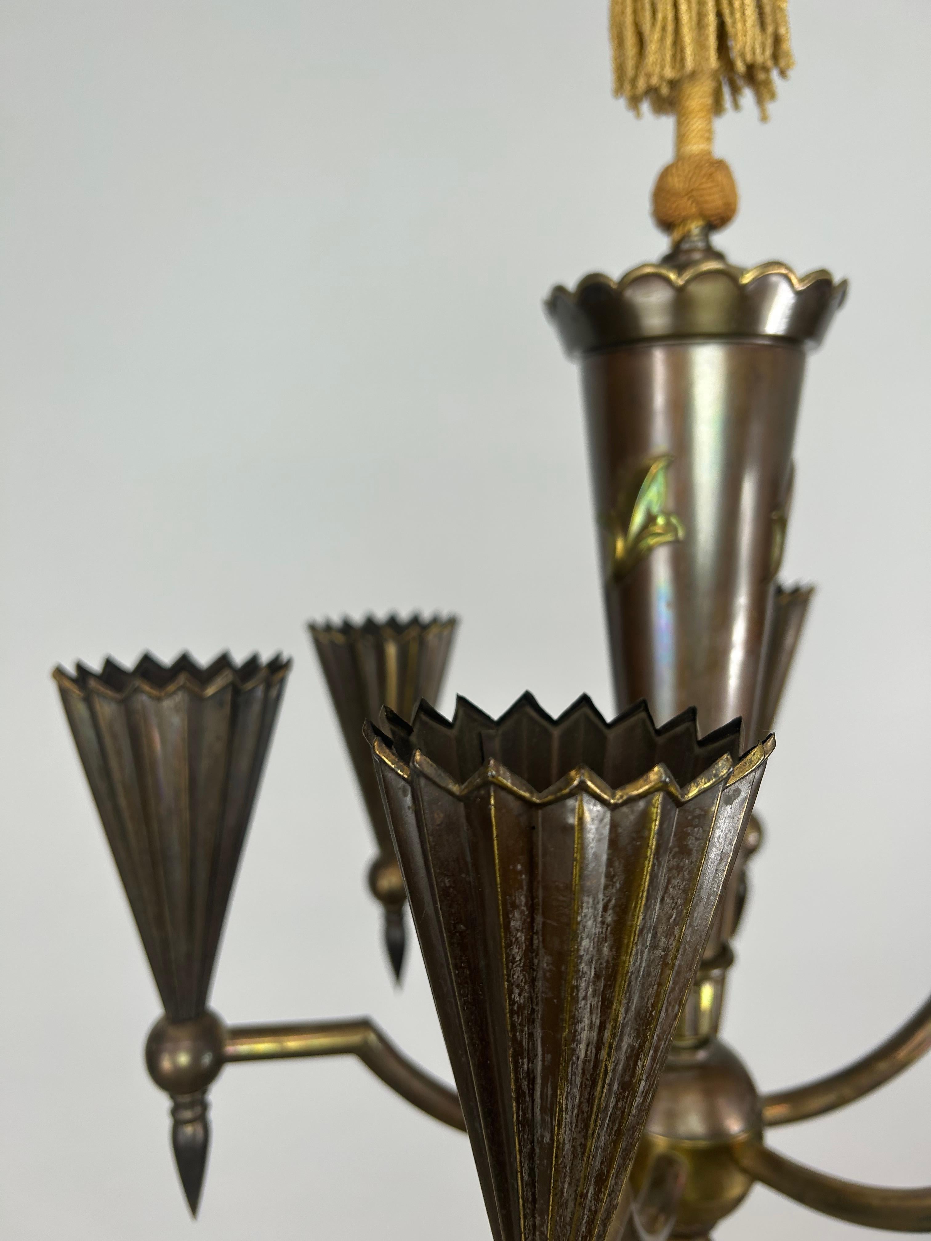 Cubist hanging lamp by Dagobert Peche For Sale 2