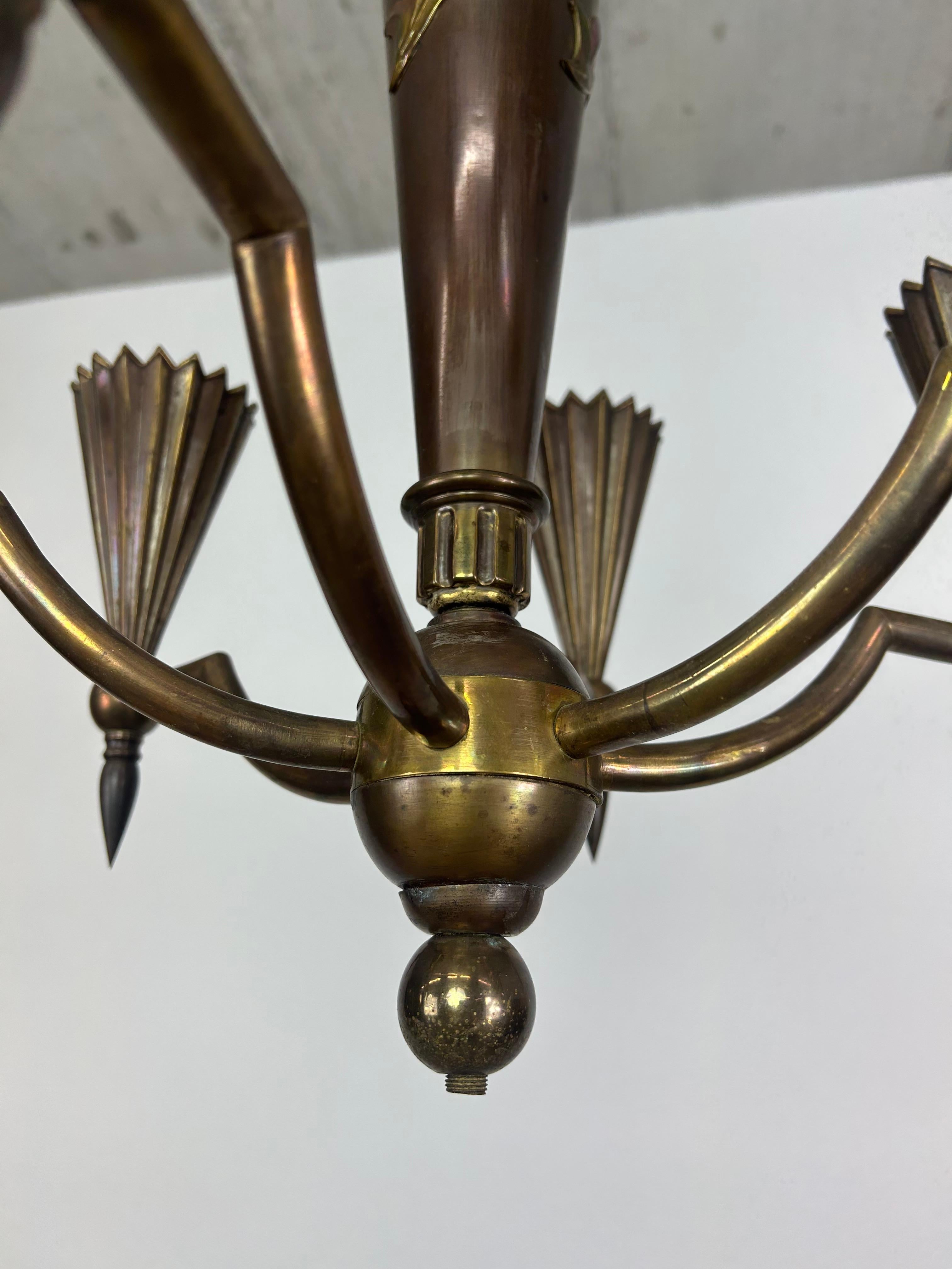 Austrian Cubist hanging lamp by Dagobert Peche For Sale