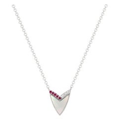 Cubist Heart Necklace with Mother of Pearl, Ruby, and Diamonds