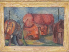 WPA styled Cubist Industrial Oil Painting by Joan Hedman