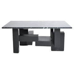Cubist iron and marble coffee table, 1980s.