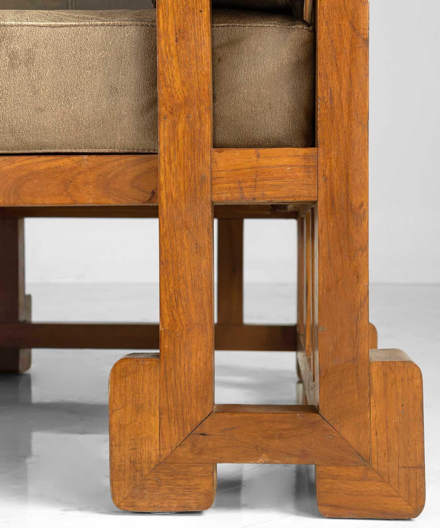 Cubist Leather Chairs, France, Circa 1970 2