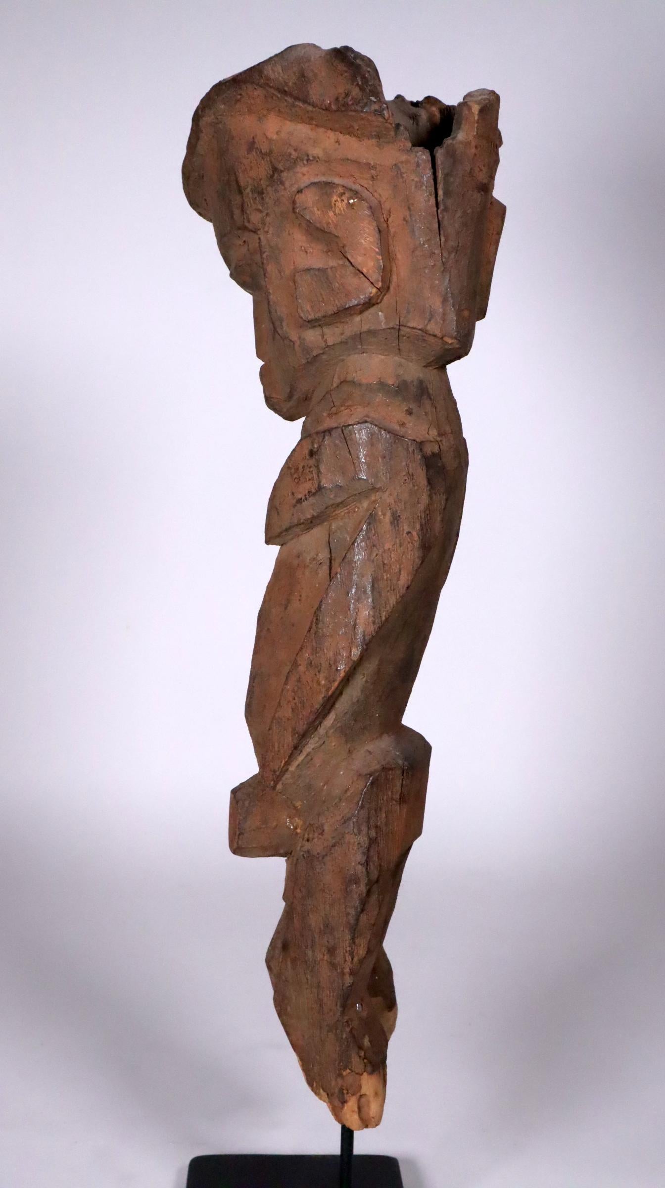 Hand-Carved Cubist Lobi Wood Female Figure Burkina Faso Ghana Mid-20th Century African Art For Sale