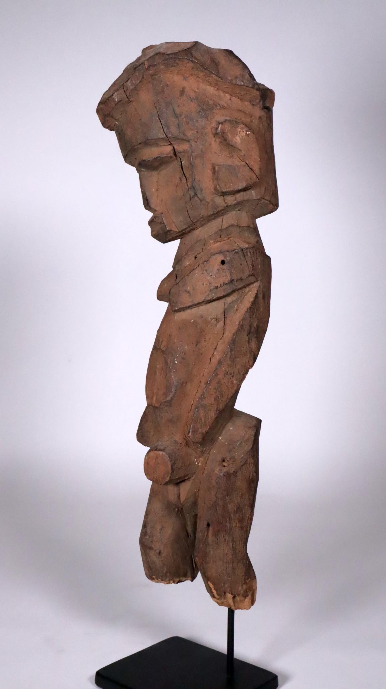 Cubist Lobi Wood Female Figure Burkina Faso Ghana Mid-20th Century African Art In Fair Condition For Sale In Santa Fe, NM