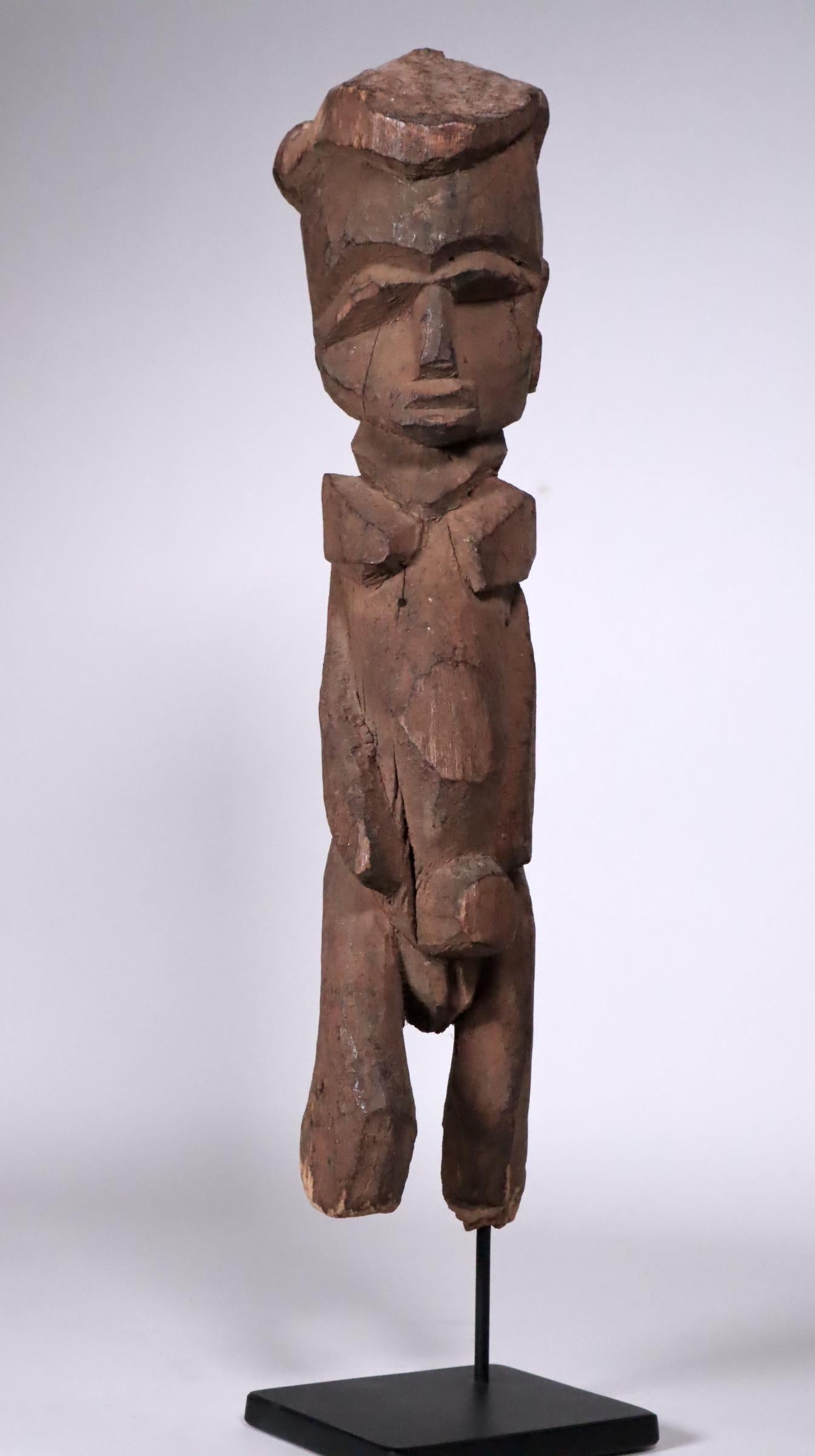 Cubist Lobi Wood Female Figure Burkina Faso Ghana Mid-20th Century African Art For Sale 1