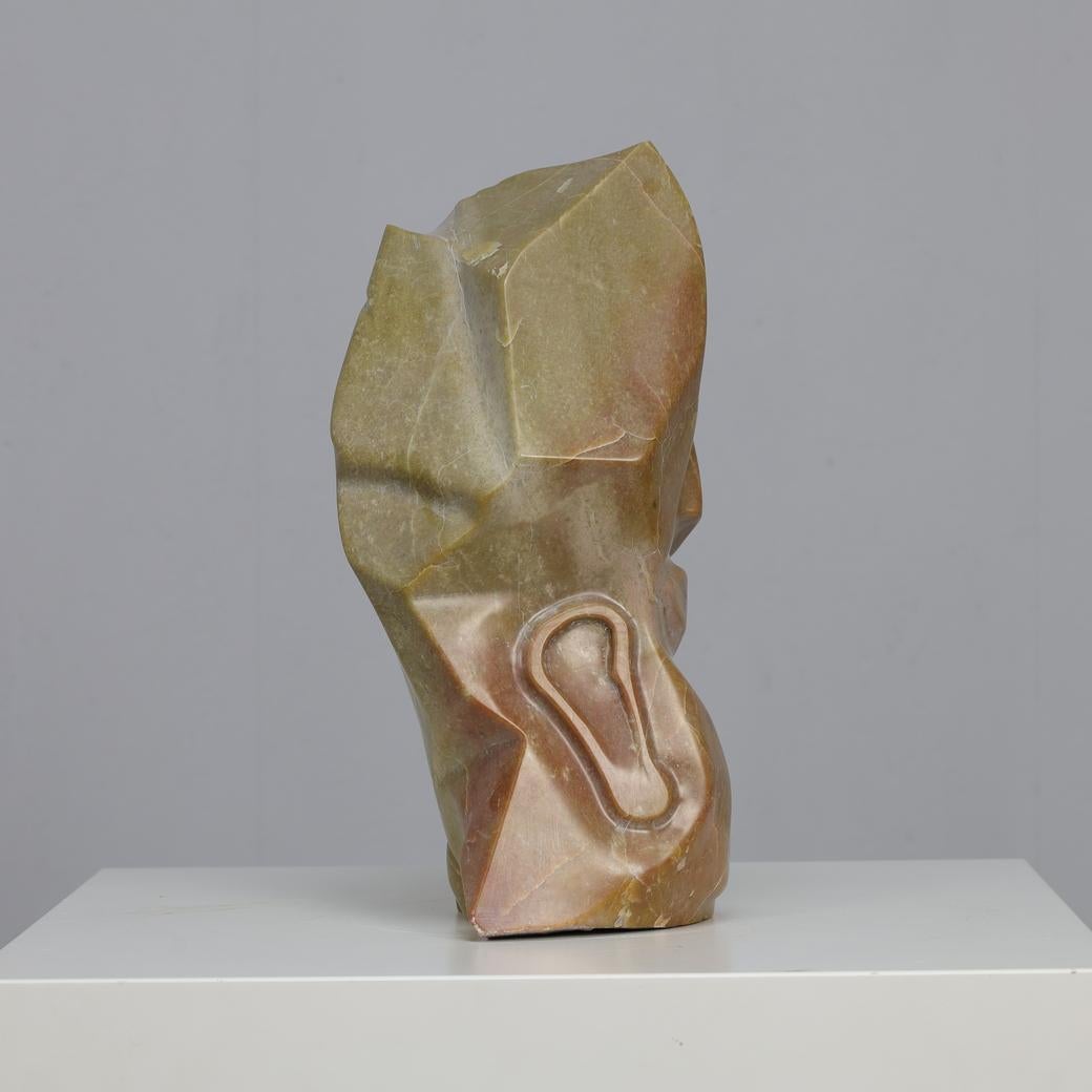 Other Cubist Marble Head Sculpture, Signed AW, 2008 For Sale