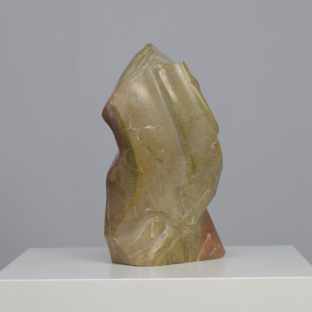 Spanish Cubist Marble Head Sculpture, Signed AW, 2008 For Sale