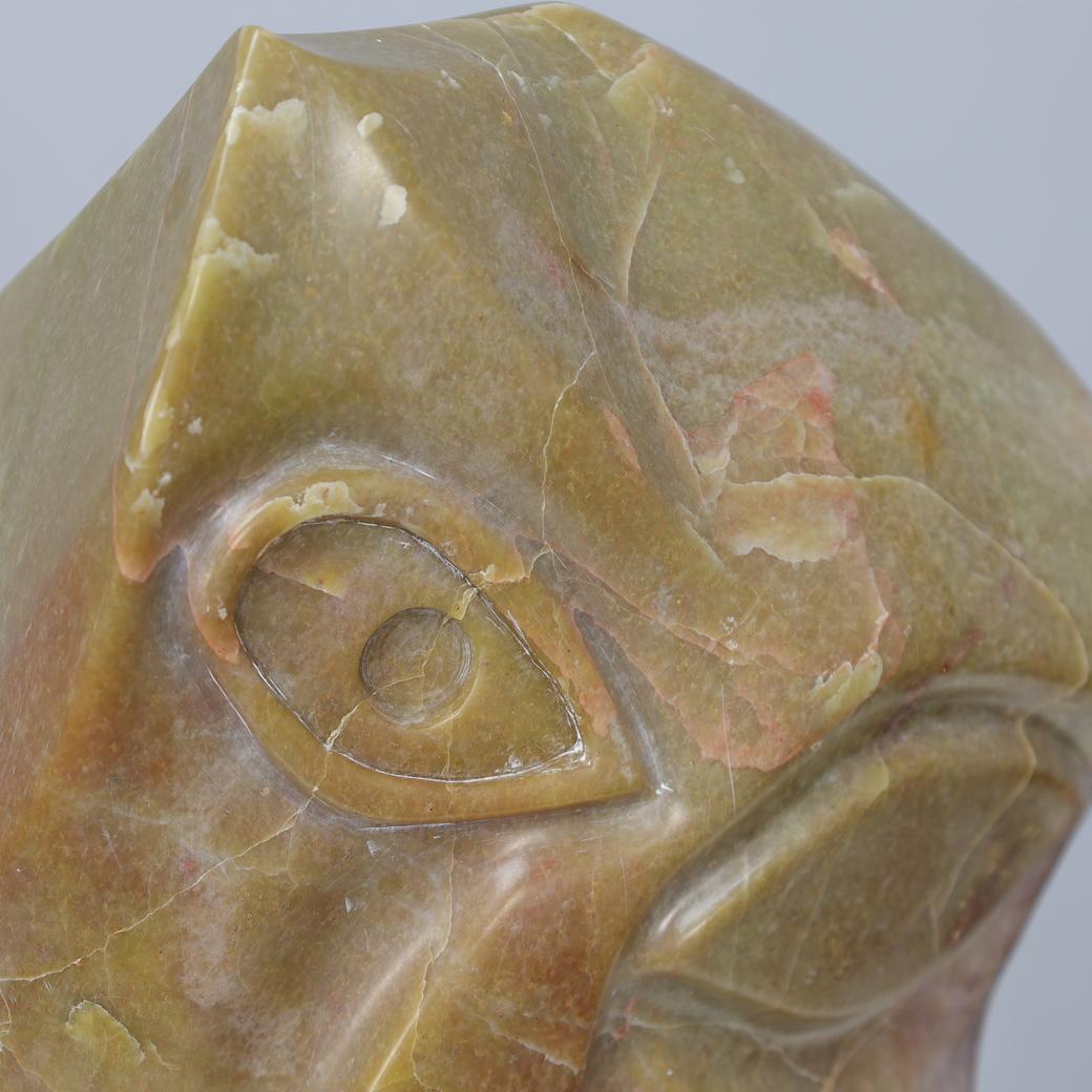 Cubist Marble Head Sculpture, Signed AW, 2008 For Sale 2
