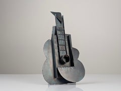 Cubist Metal Sculpture "Picasso's Guitar" Signed 20th Century