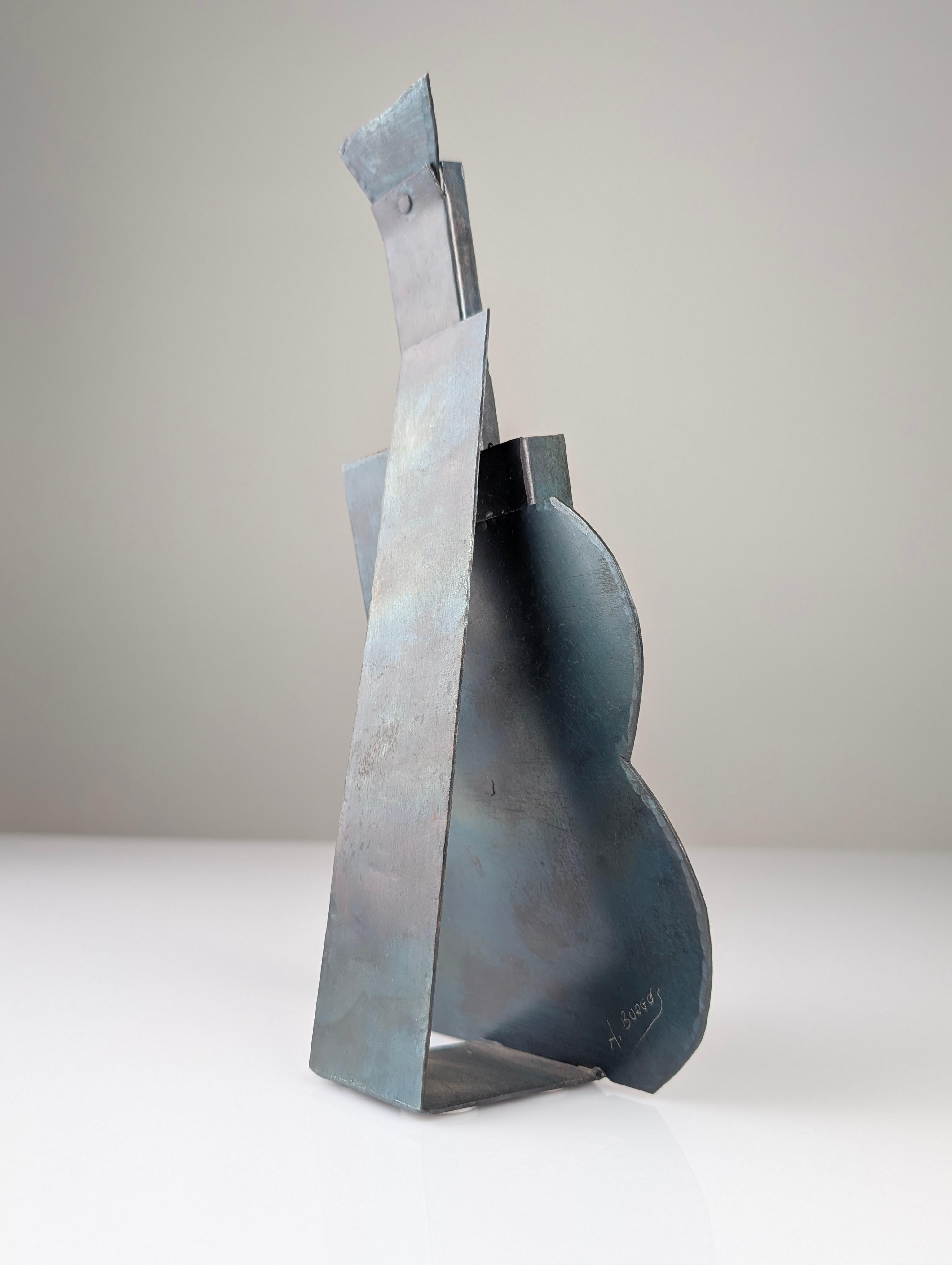 Métal Sculpture cubiste « Guitare de Picasso » signée 20ème siècle