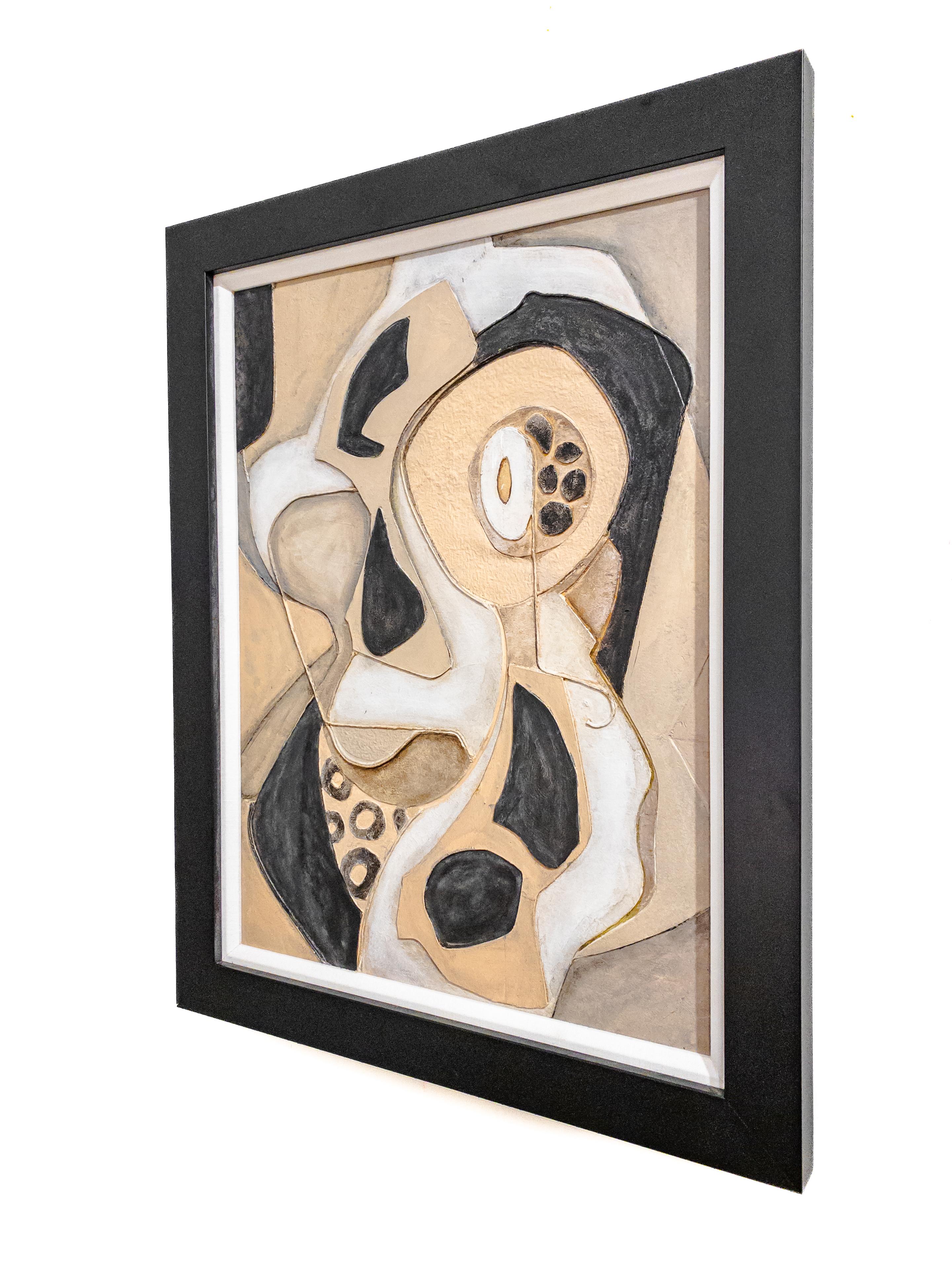 This Cubist Mixed Media Framed Painting on Board, believed to originate from the 1930s to 1950s, is a captivating enigma of the art world. Although unsigned, its style strongly resonates with the aesthetics of renowned Spanish artist Juan Gris, a