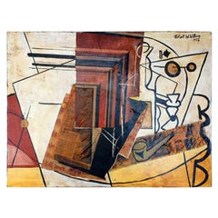 Cubist Mixed-Media Oil Painting by Robert Wilson