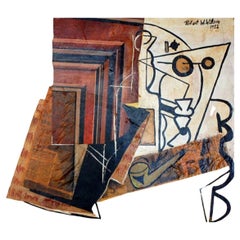 Cubist Mixed Media Oil Painting by Robert Wilson