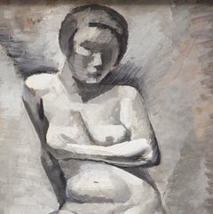 Cubist Modern Portrait of a Young Naked Woman by William Scharff, Paris, 1921