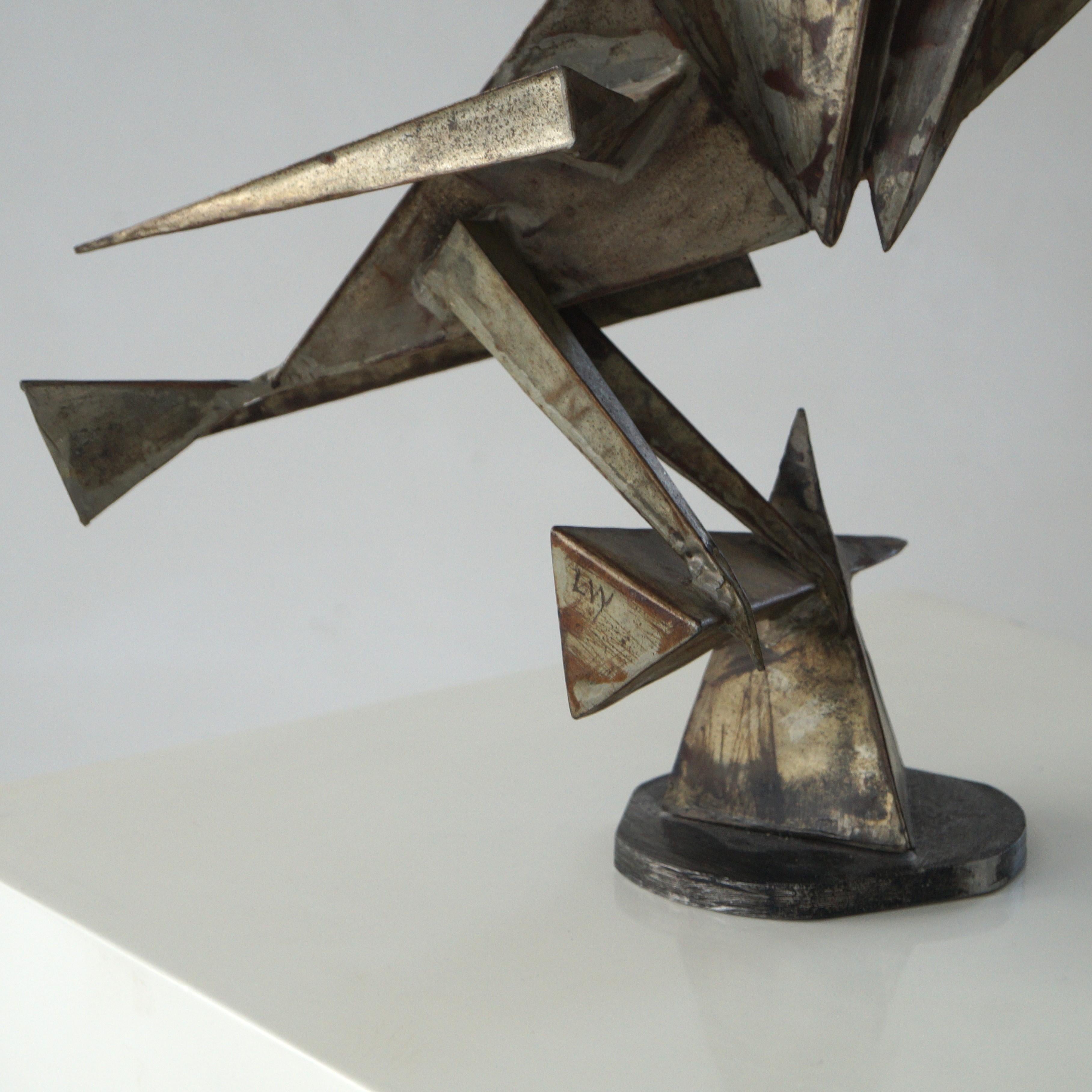 Olandese Scultura cubista e modernista olandese in metallo raffigurante un uccello, anni '60 in vendita