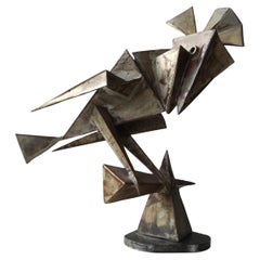 Cubist and modernist Dutch metal sculpture of a bird, 1960s