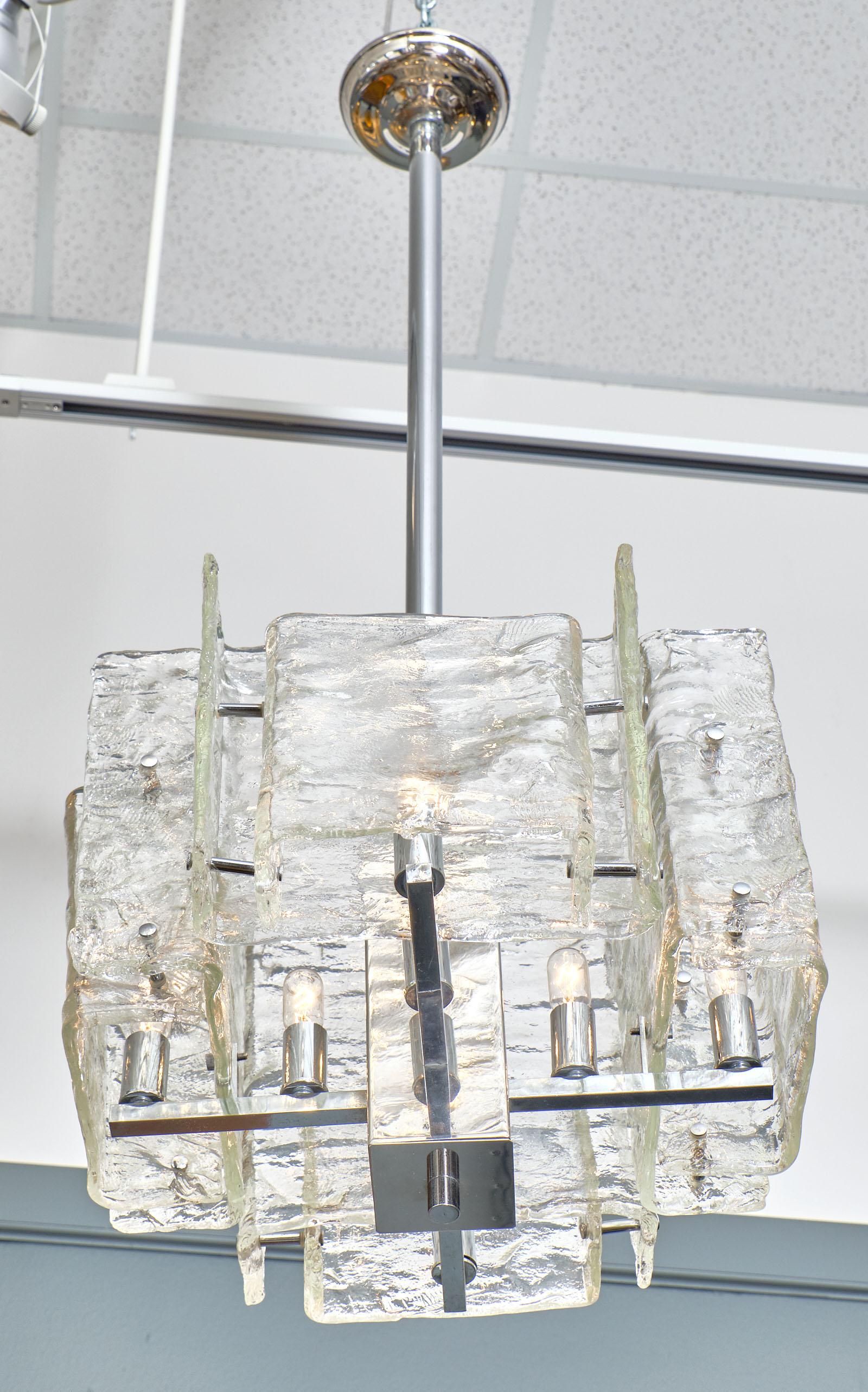 Mid-Century Modern Cubist Murano Glass Chandelier by Mazzega