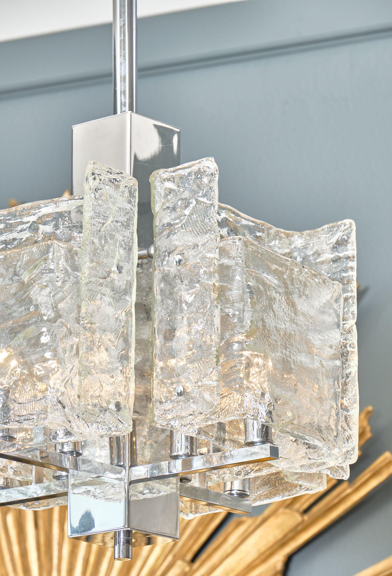 Late 20th Century Cubist Murano Glass Chandelier by Mazzega