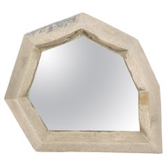 Cubist Nickel Plated Bronze Mirror, Mid-Century, France, 1950's
