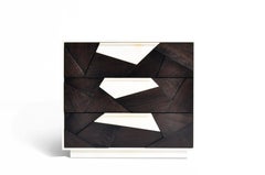 Cubist Nightstand Ebonized American Walnut and Parchment By Newell Design Studio