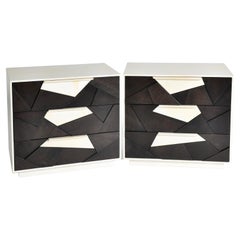 Cubist Nightstand Ebonized American Walnut and Parchment By Newell Design Studio
