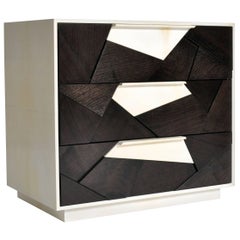 Cubist Nightstand in Ebonized Walnut and Parchment by Newell Design