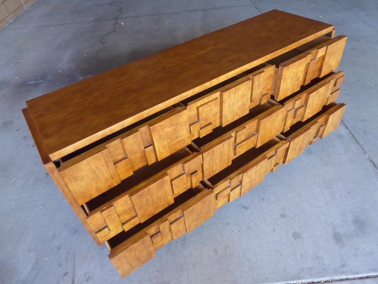 Cubist NineDrawer Walnut Chest by Lane Furniture Company, circa 1960s