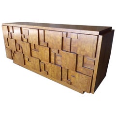 Cubist Nine-Drawer Walnut Chest by Lane Furniture Company, circa 1960s