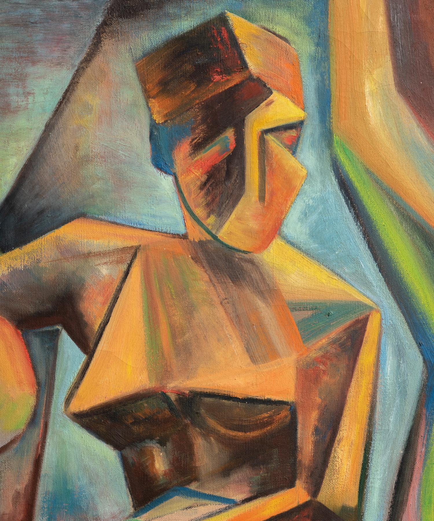 Modern Cubist Oil Painting by Mary Ann Meyer, America, 20th Century