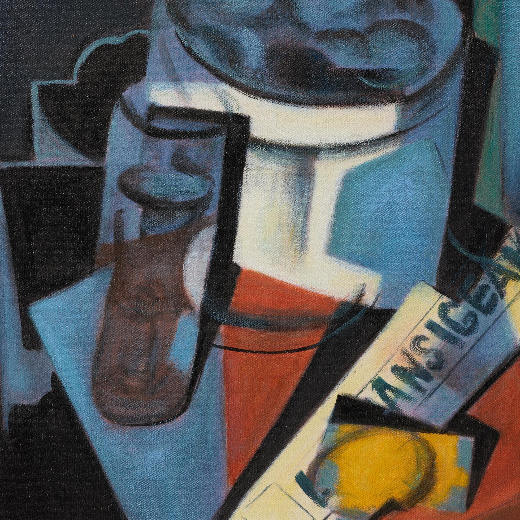 Francese Pittura a olio cubista nello stile di Juan Gris - Incorniciata in vendita
