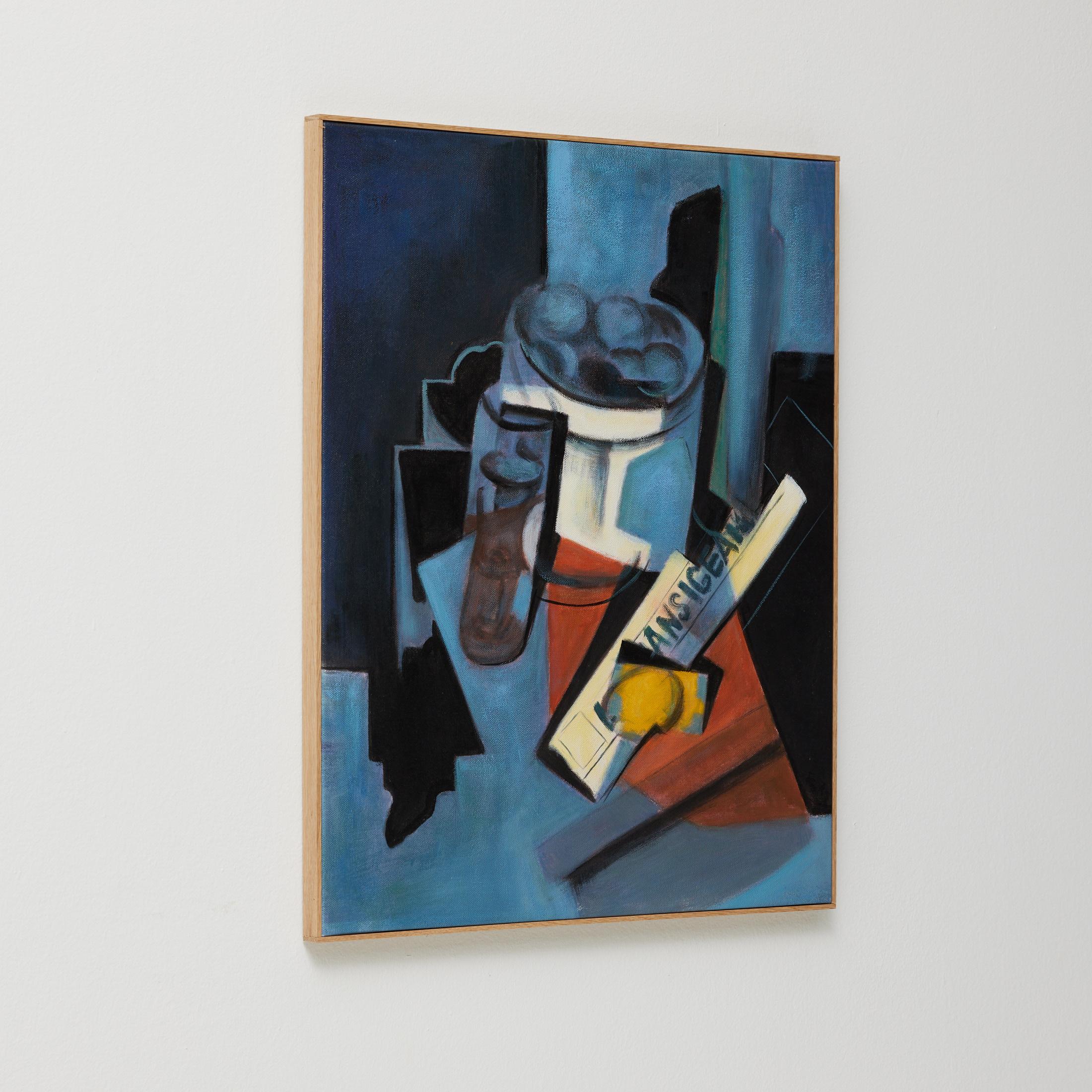 Pittura a olio cubista nello stile di Juan Gris - Incorniciata In condizioni buone in vendita a Barcelona, ES