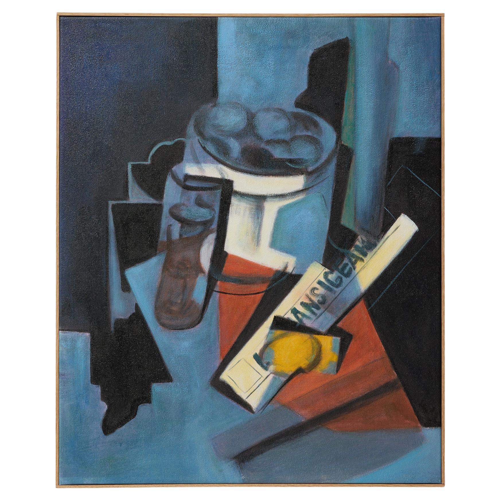 Pittura a olio cubista nello stile di Juan Gris - Incorniciata in vendita
