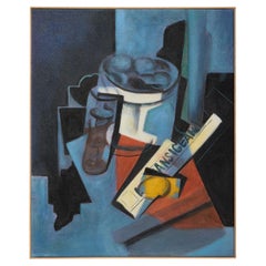 Peinture à l'huile cubiste dans le style de Juan Gris - Encadrée