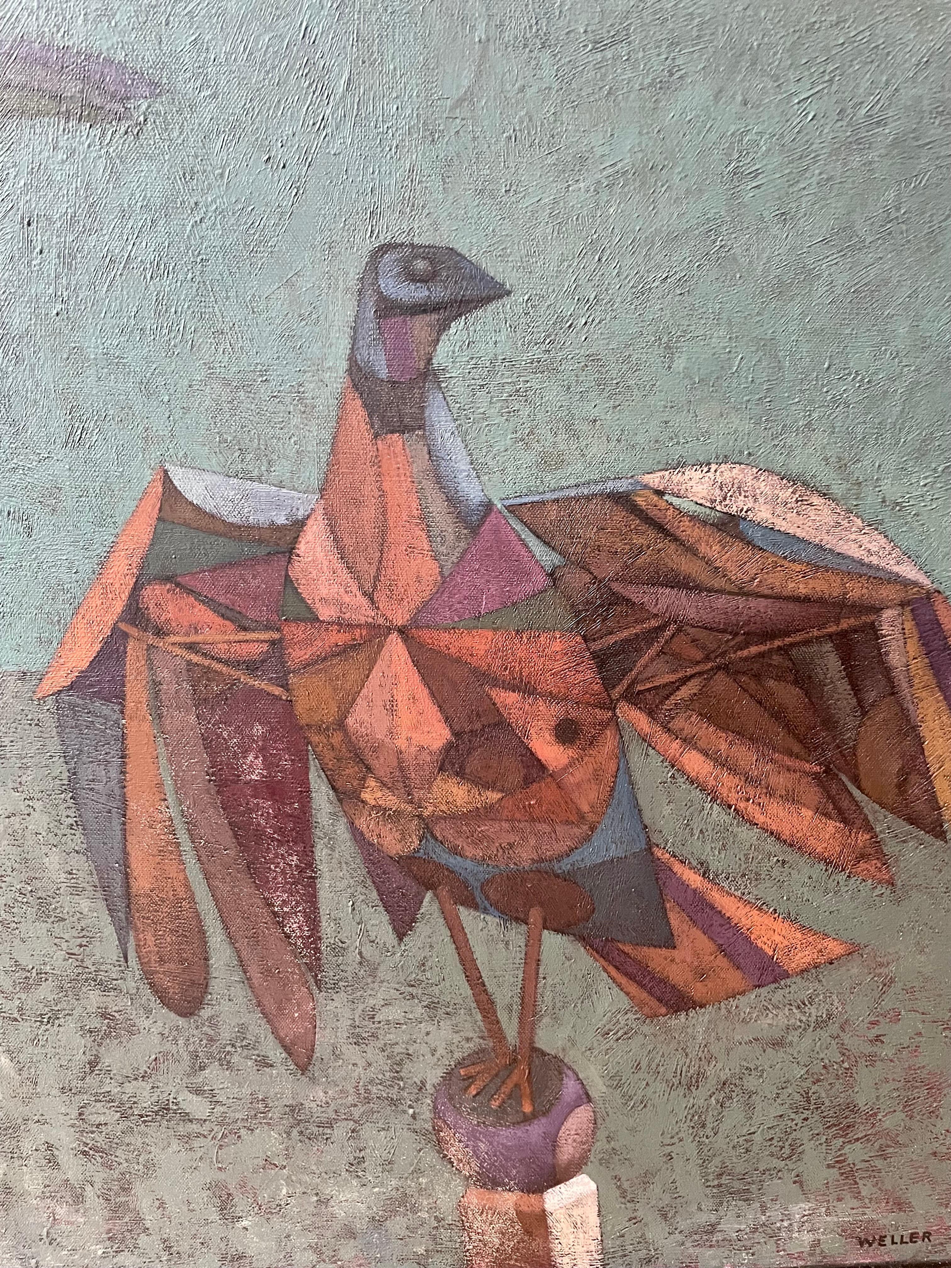 Cubist oil painting “Roost” by John S Weller For Sale 5