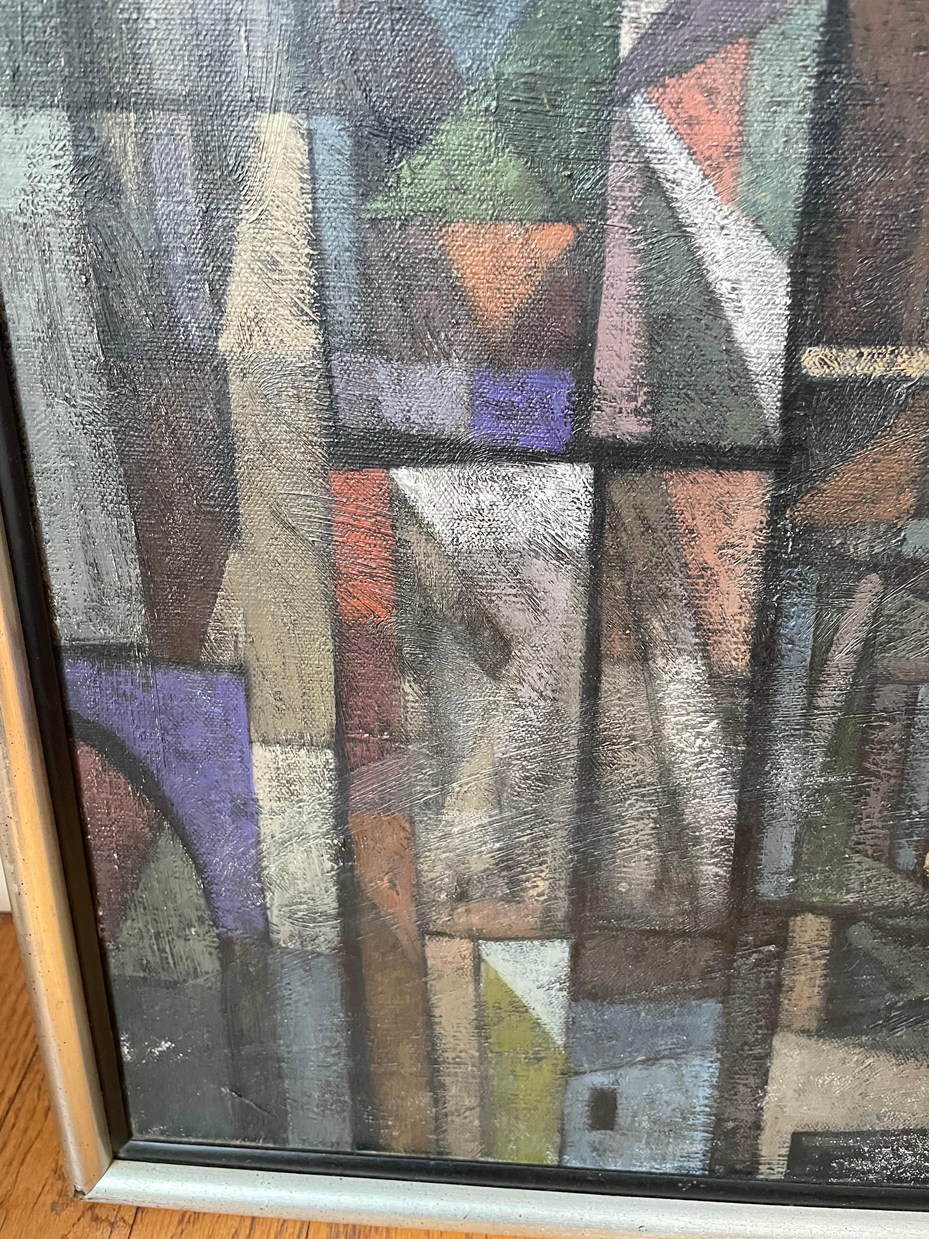 Cubist oil painting “Roost” by John S Weller For Sale 4